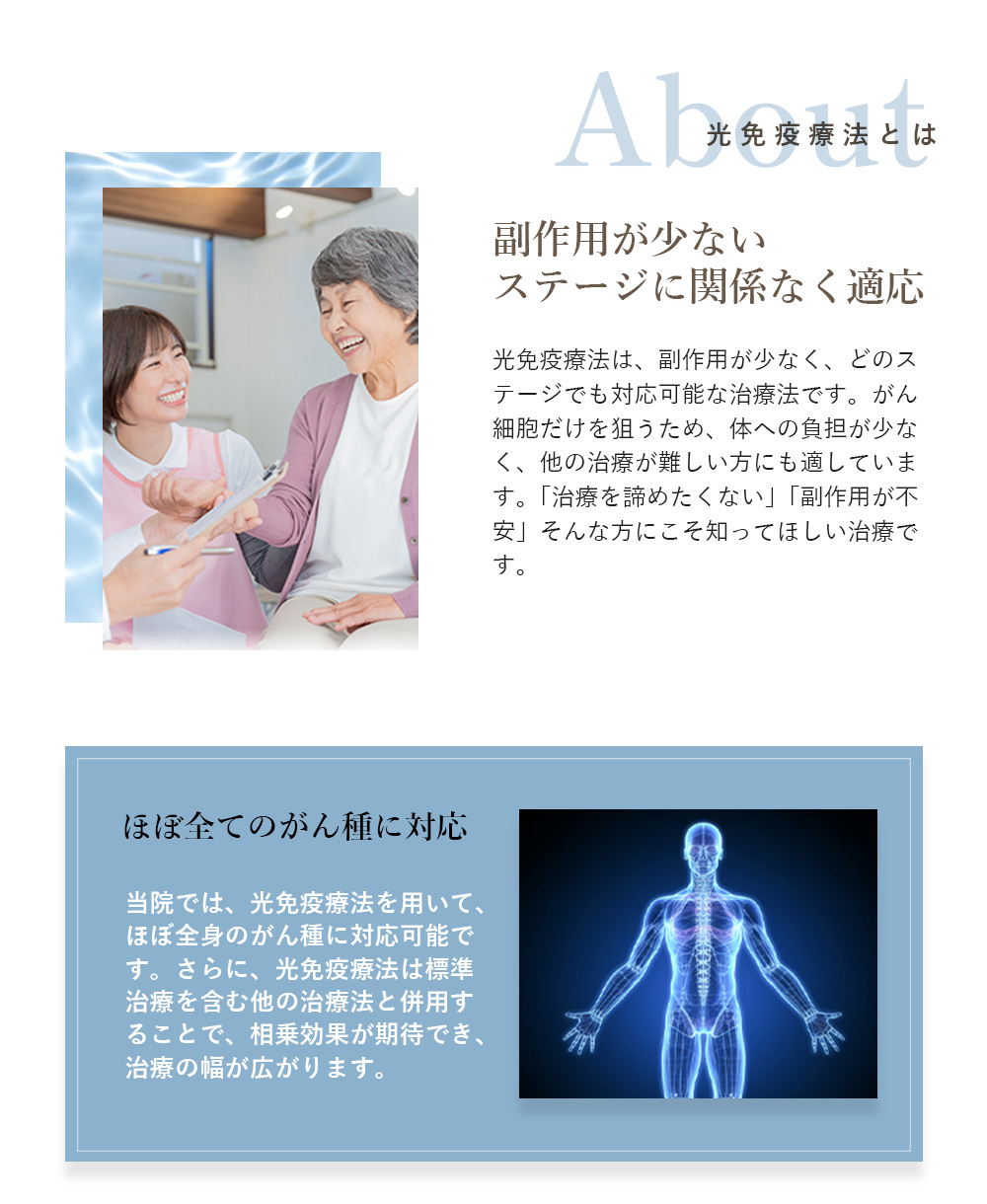 副作用が少ない、ステージに関係なく適応
