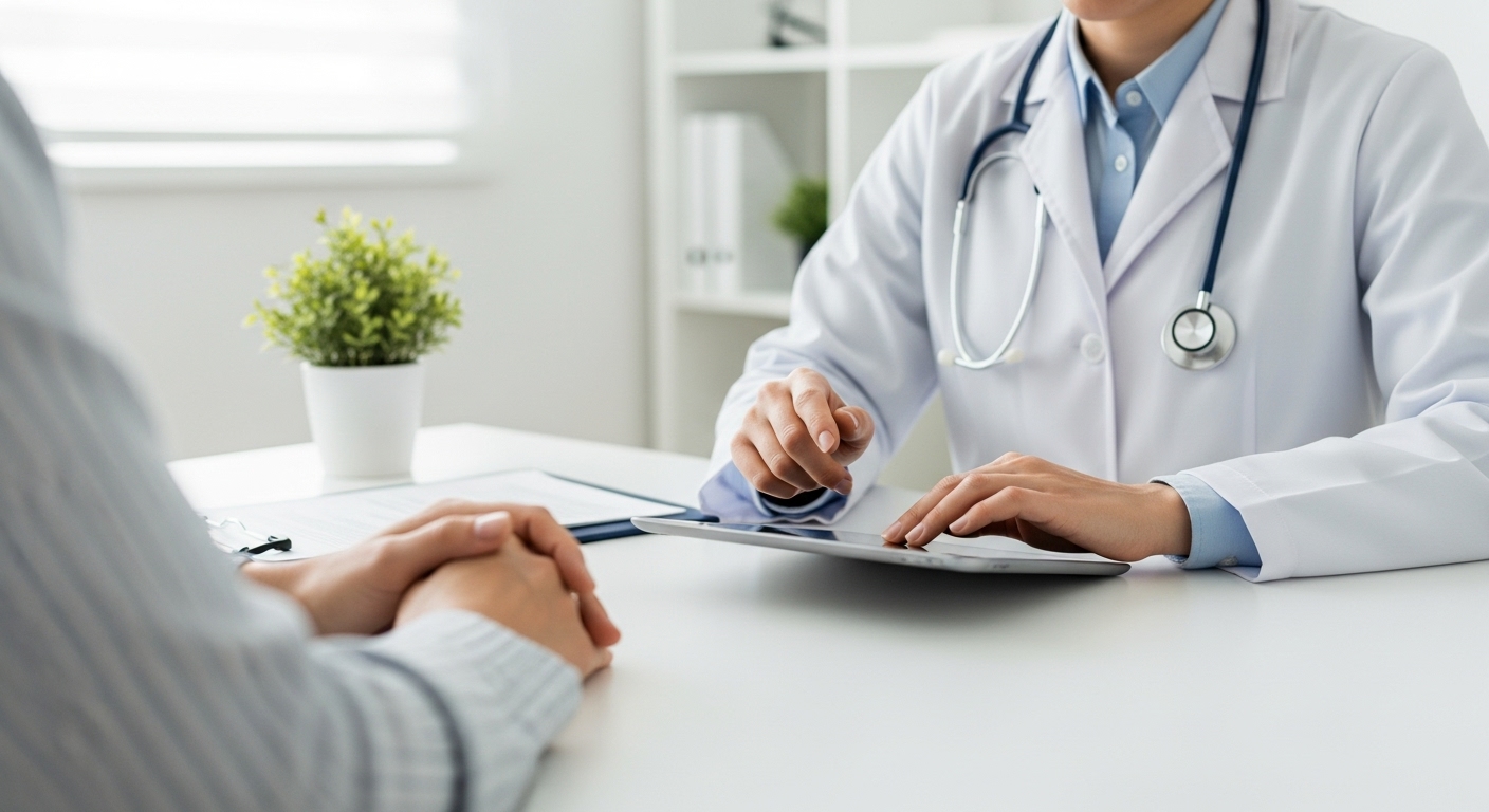 医師と家族が相談しているイメージ