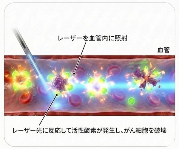 ICG（光に反応する薬剤）が反応