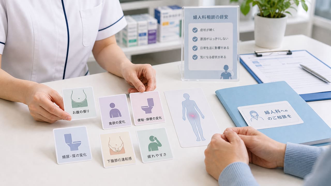 卵巣がんの初期症状と似た体調変化を相談するイメージ