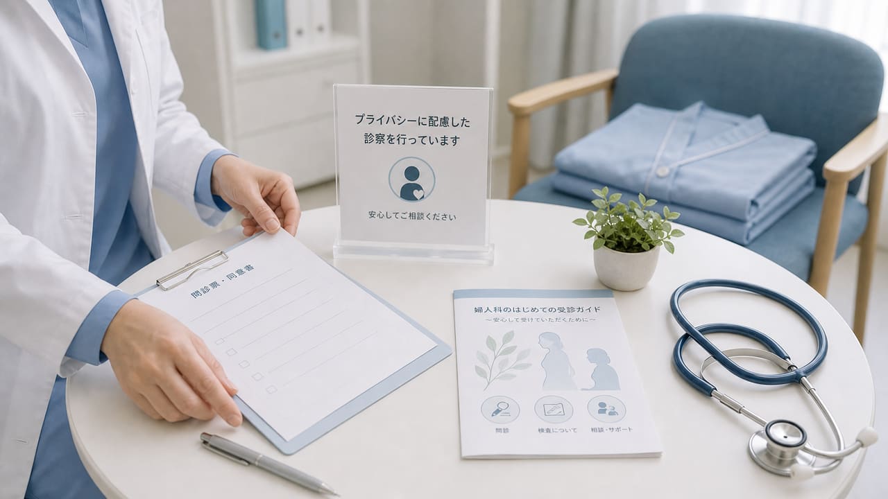 婦人科で症状を確認するための診察準備のイメージ