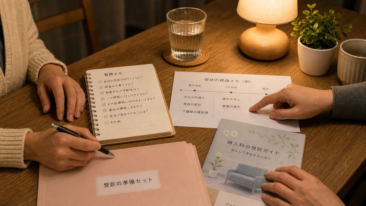 卵巣がんの初期症状について家族と相談内容を整理するイメージ