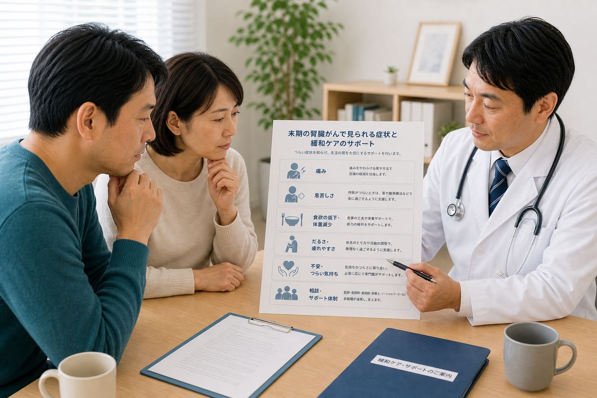 腎臓がんの末期症状と緩和について医療者に相談するイメージ