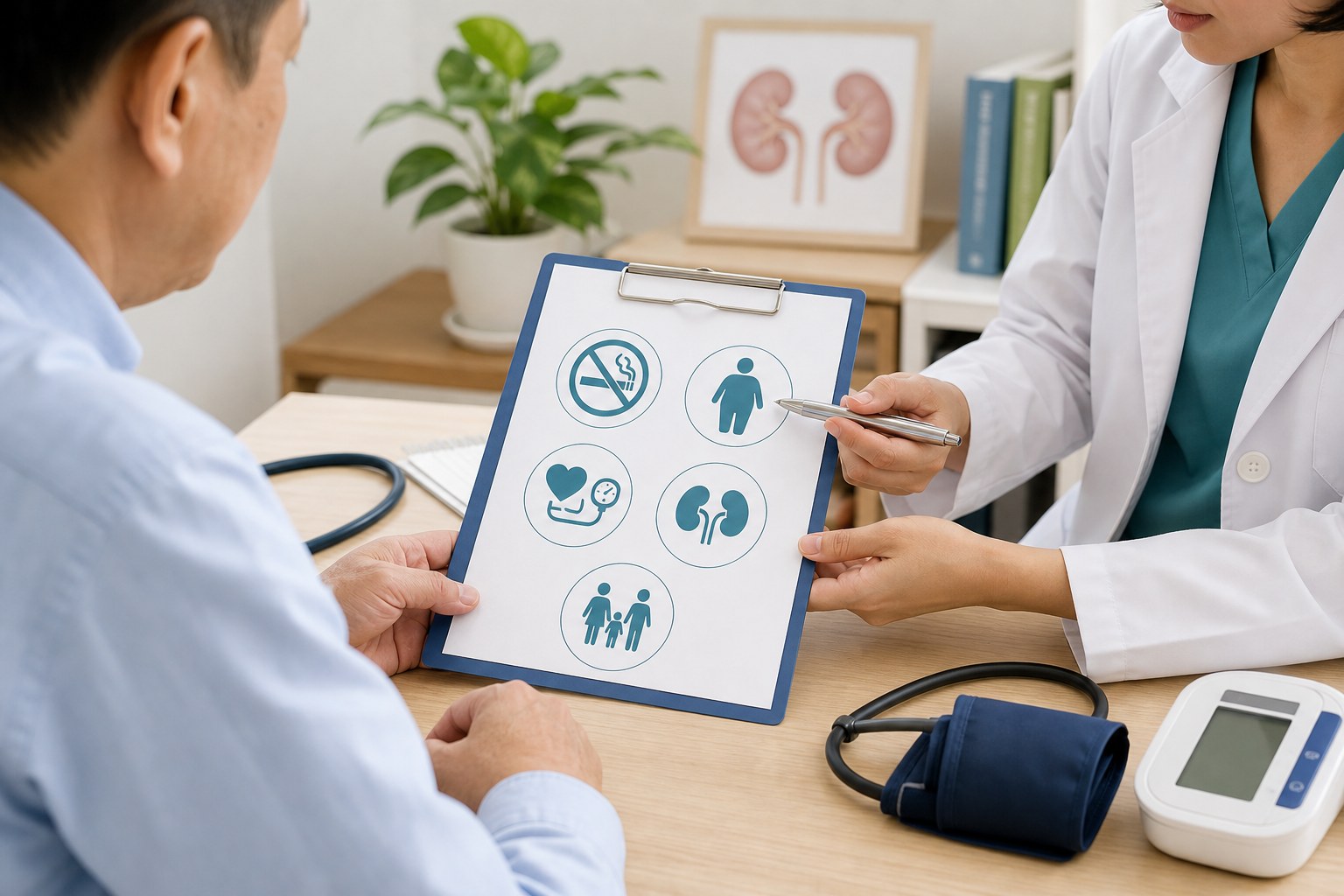 腎臓がんのリスク要因を確認する健康管理のイメージ