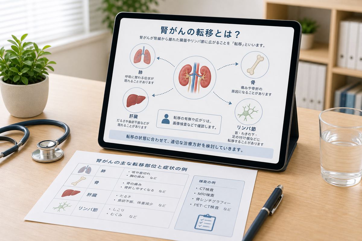 腎臓がんの転移の仕組みを図で確認するイメージ
