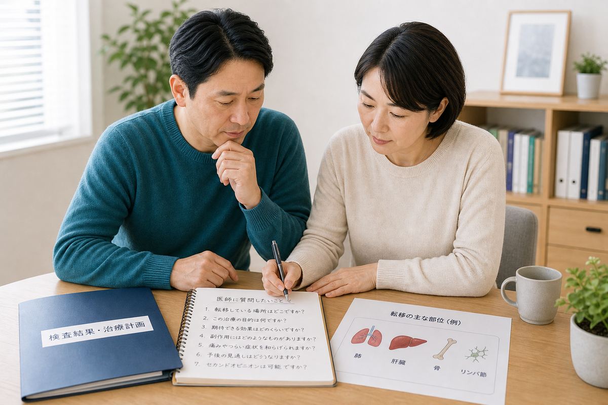腎臓がんの転移について質問を整理する患者様のイメージ