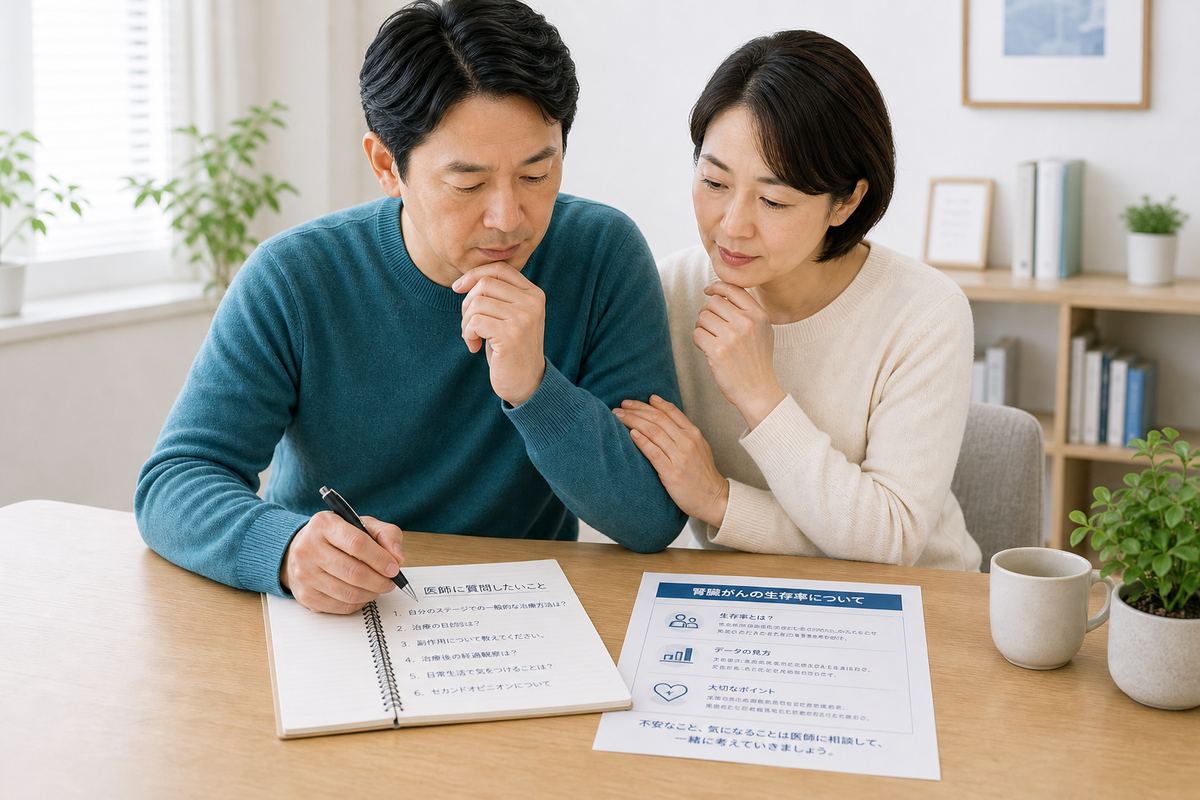 腎臓がんの生存率について不安な点を相談する患者様のイメージ