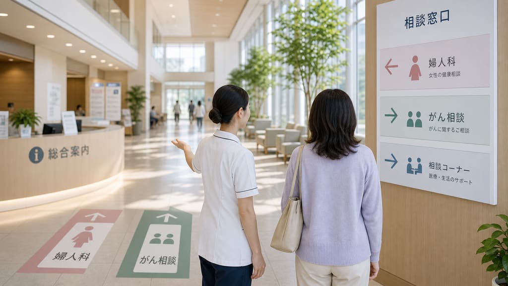 卵巣がんが心配なときの相談先を整理するイメージ