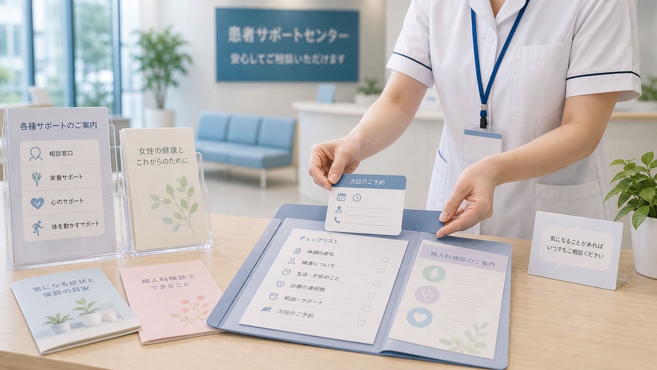 卵巣がんのリスク要因や相談内容を医師と確認するイメージ
