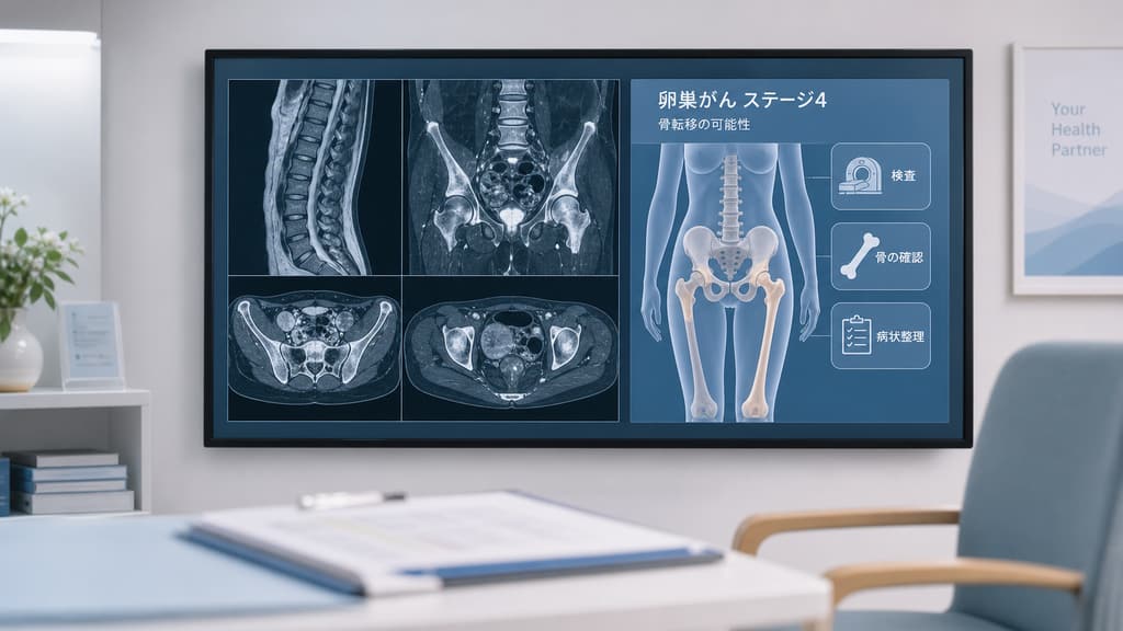 CTやMRI、骨シンチグラフィで骨転移を確認する検査資料