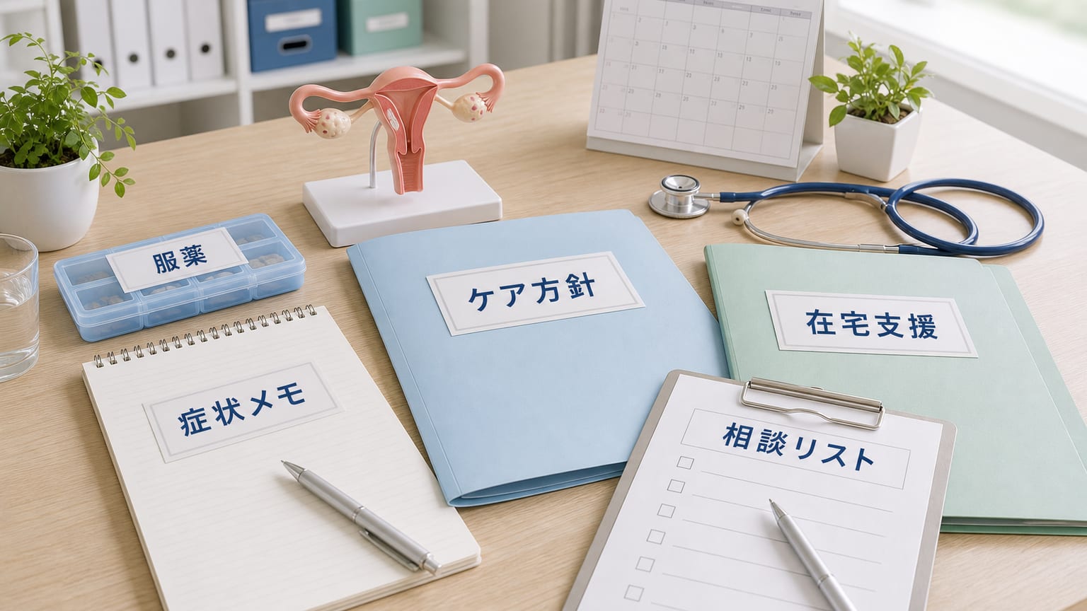末期の卵巣がんについて相談前に症状メモやケア方針を整理するクリニック向け画像