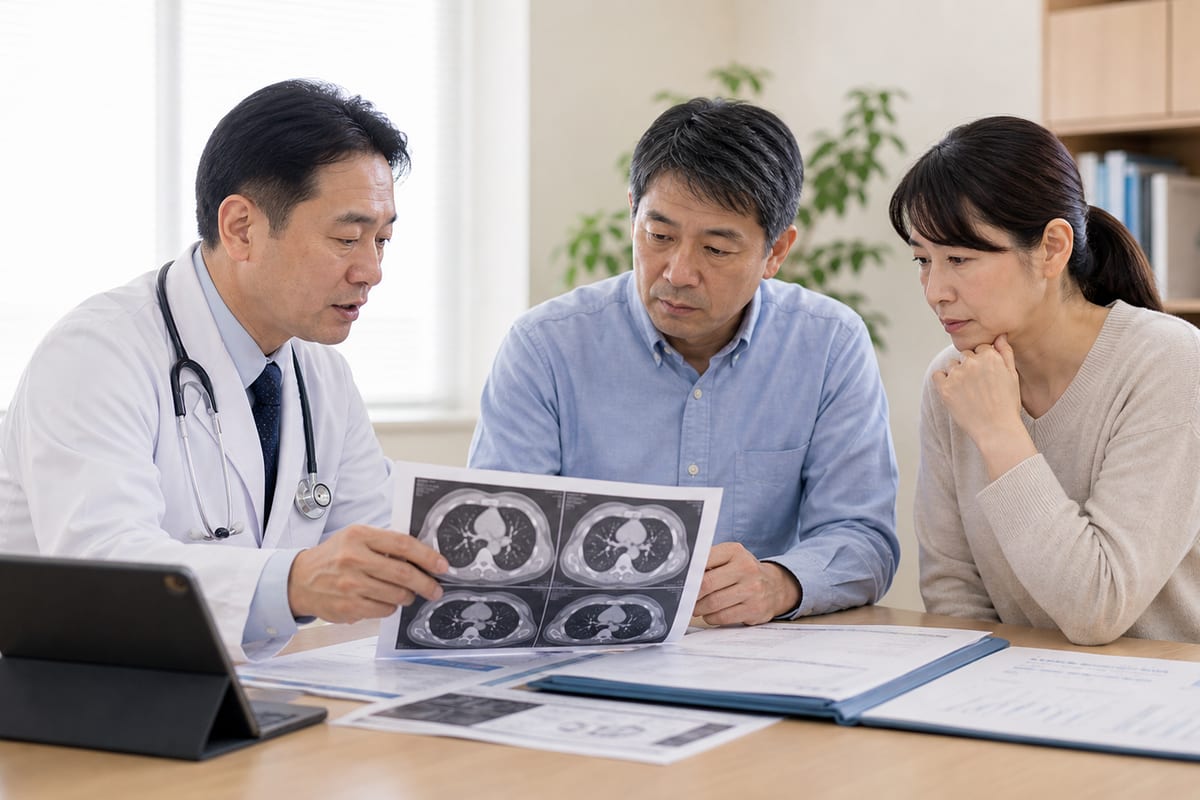 膀胱がんの肺転移について医療資料で確認する画像