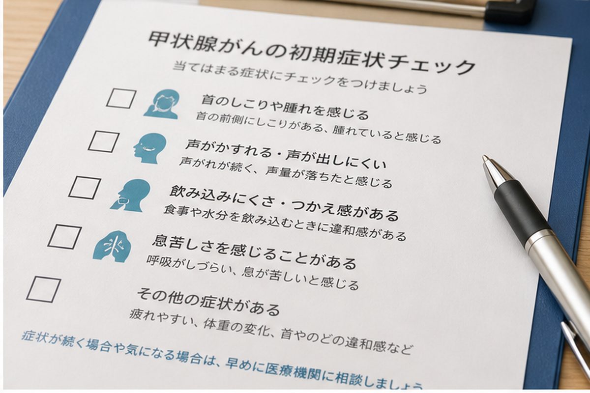 甲状腺がんで注意したい首のしこりや声のかすれを確認するメモ