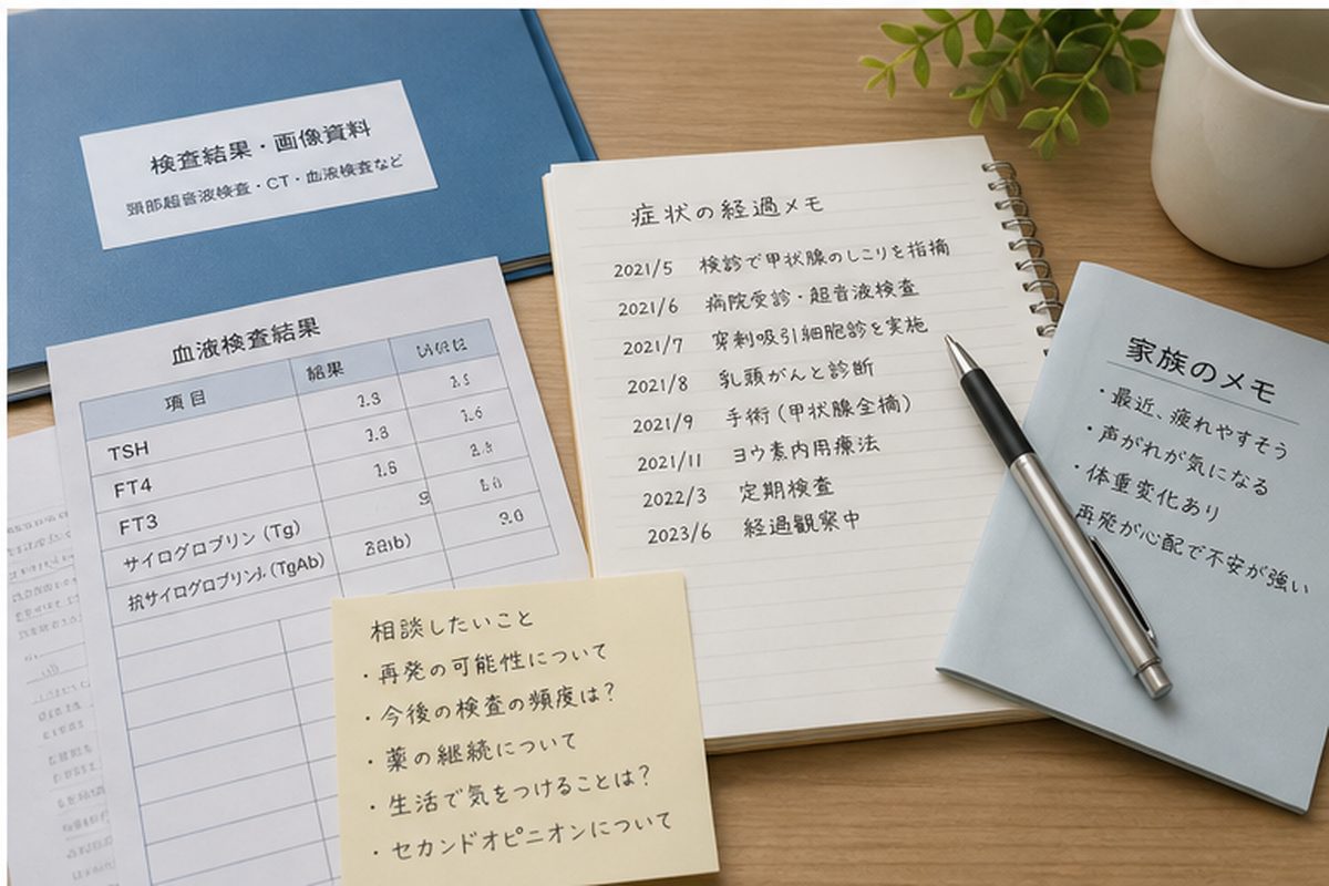 甲状腺がんの症状と検査結果を整理して相談する資料