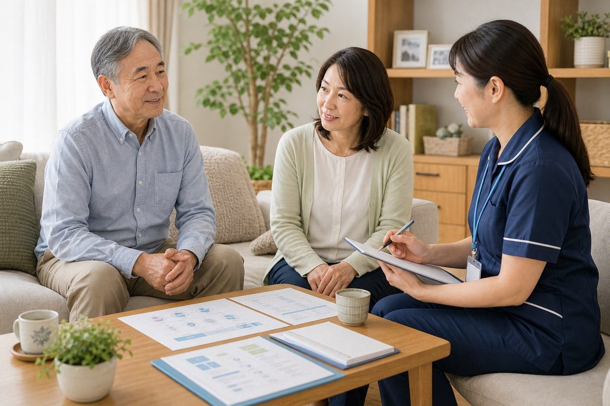 前立腺がん末期の在宅支援について相談する場面