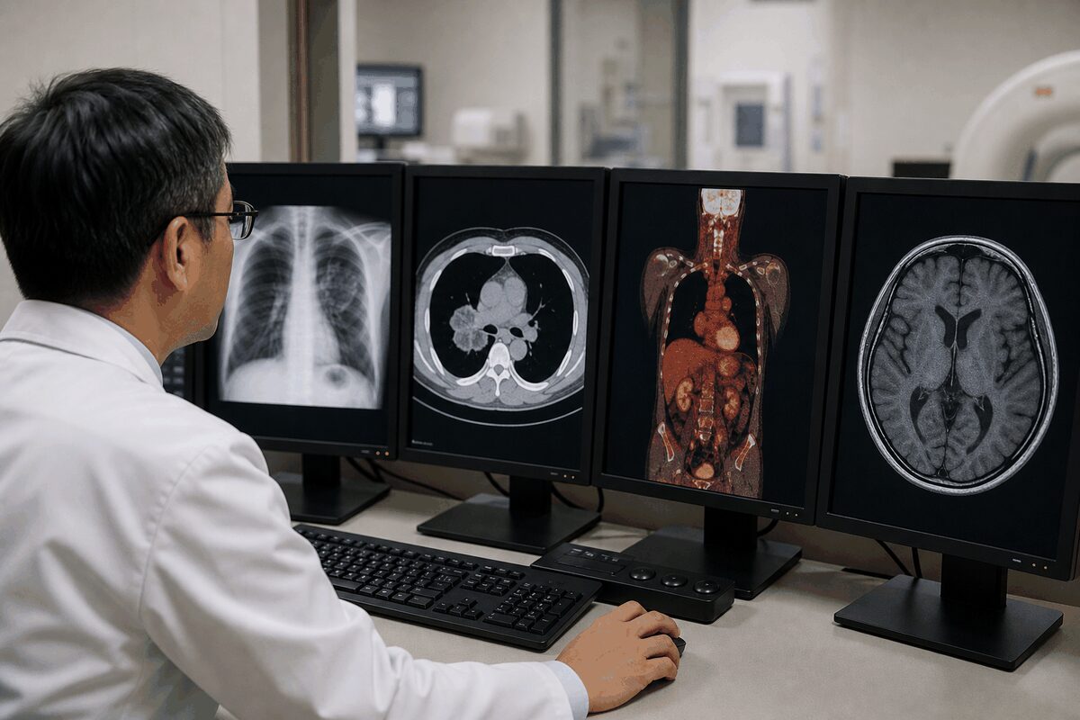 胸部X線、CT、PET-CT、MRIによる肺がんの画像検査