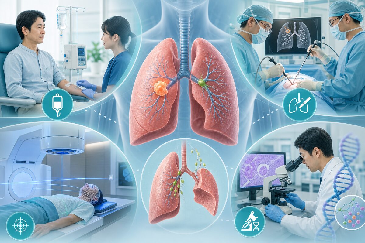 肺がんステージ2に対する手術、薬物療法、病理・遺伝子検査、放射線治療