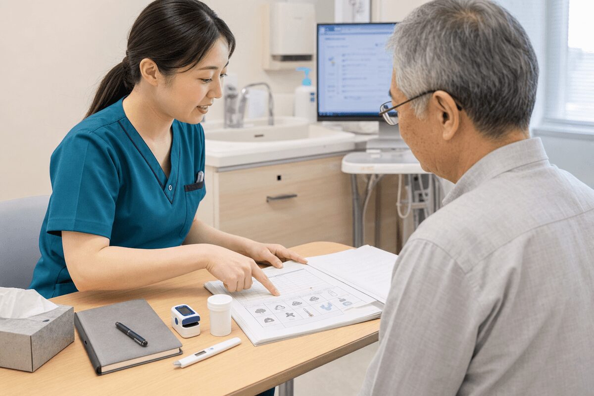 咳や痰、血痰、息切れなど肺扁平上皮がんで注意したい症状の記録表