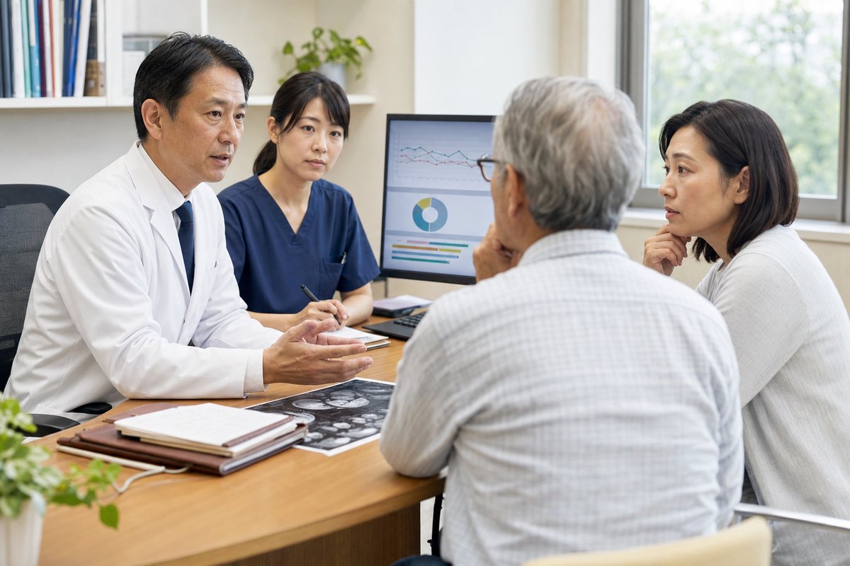 膵臓がんステージ3の治療継続や手術の可能性を相談する日本人患者