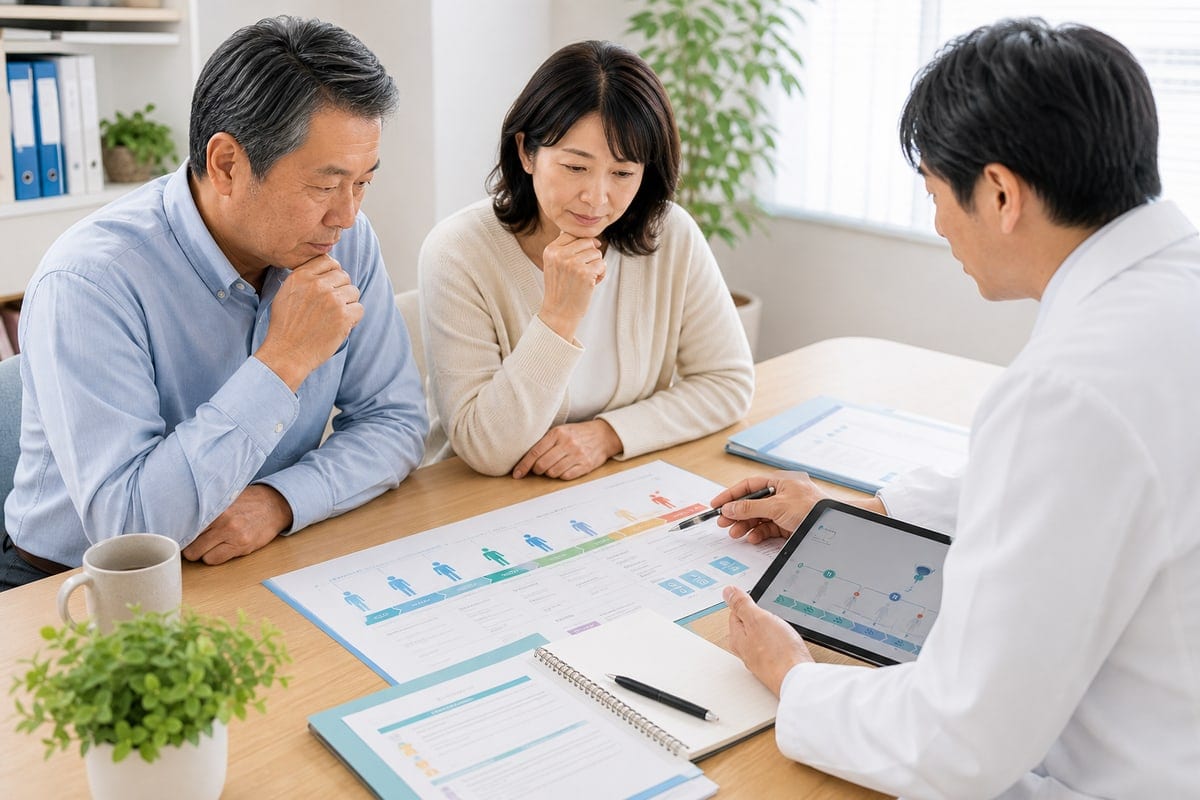 前立腺がんの生存率と治療方針を相談する場面