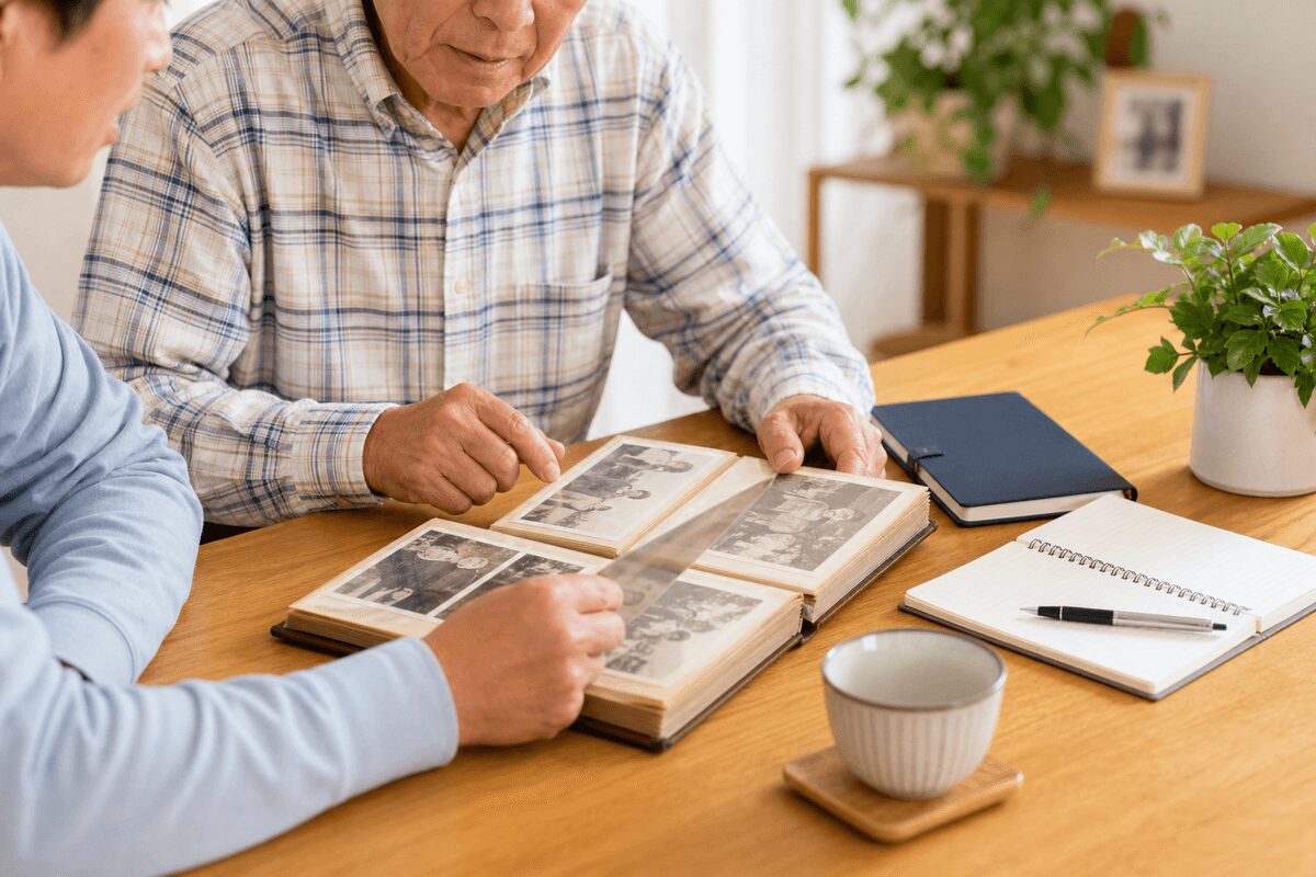 前立腺がんの家族歴や年齢について家族で確認するイメージ