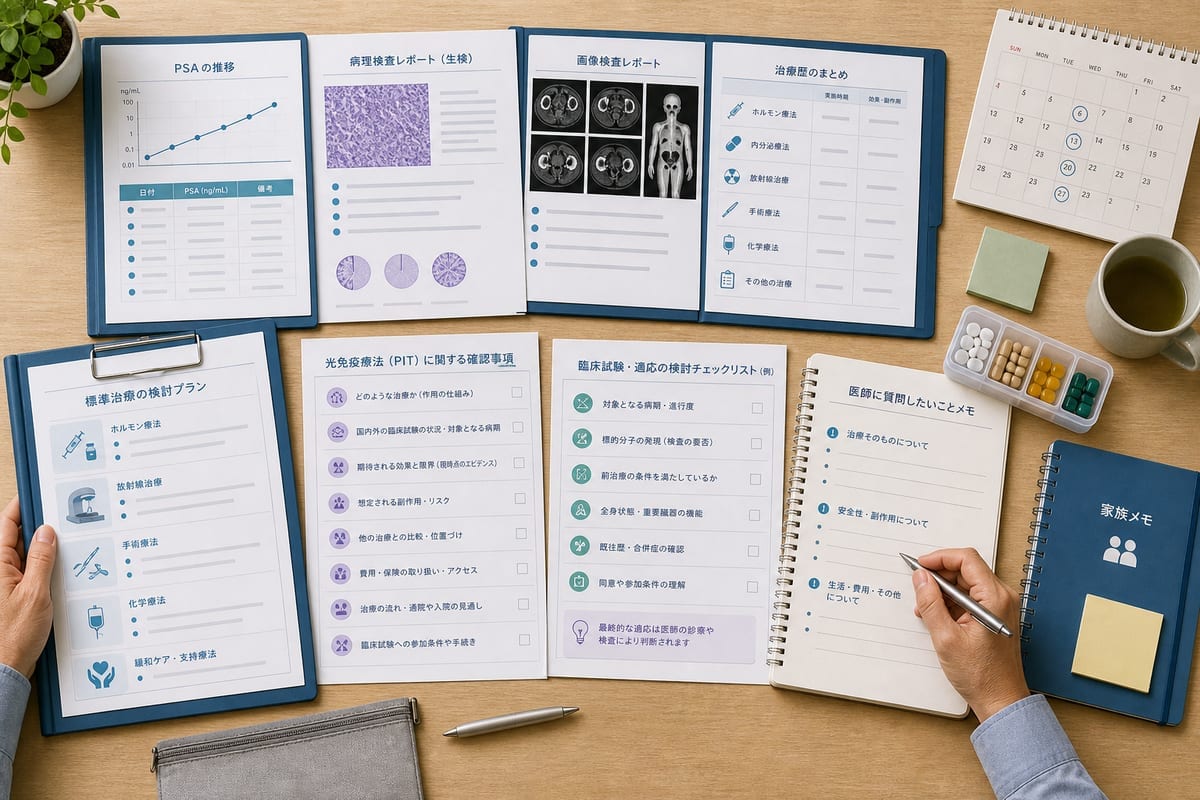 前立腺がんの光免疫療法を相談する前に検査結果や質問を整理する資料