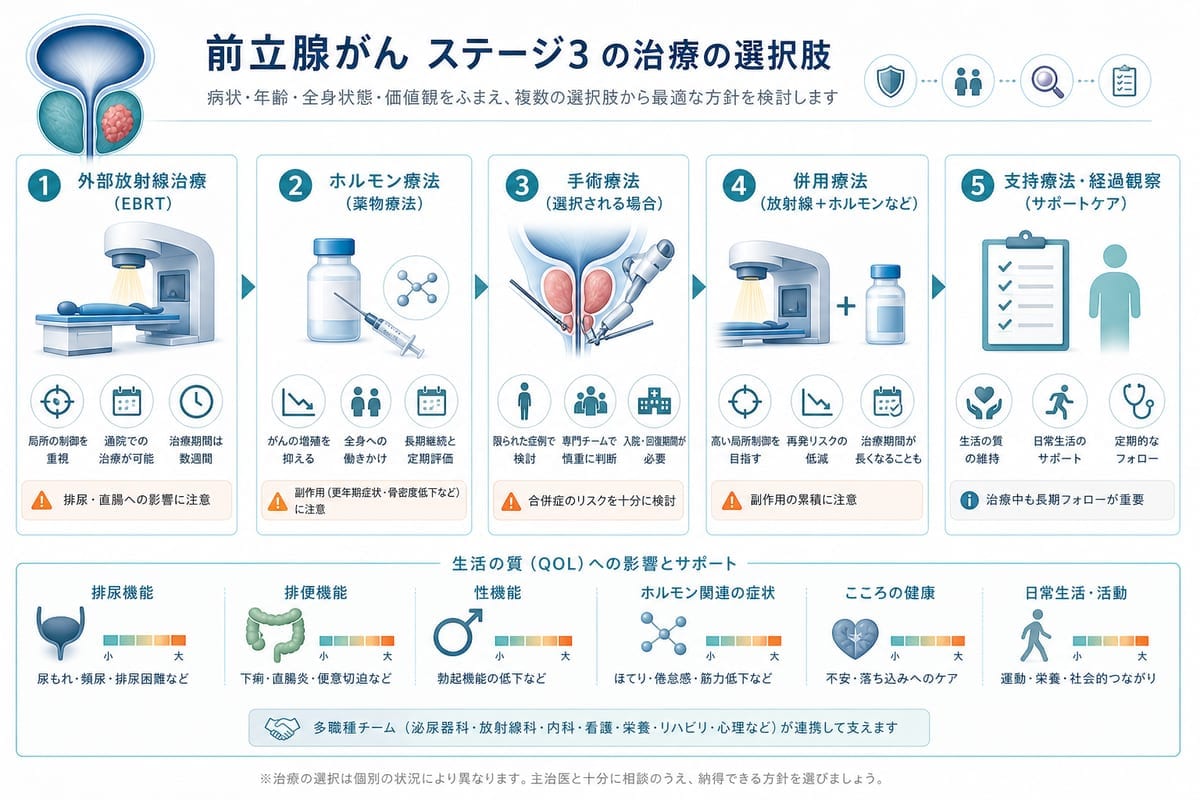 前立腺がんステージ3の放射線治療やホルモン療法などの治療選択肢