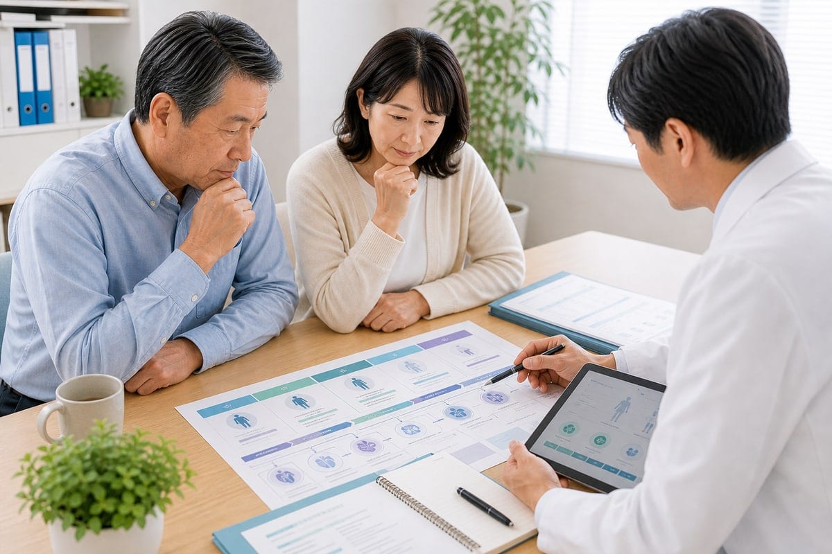前立腺がんの治療法について医師に相談する場面