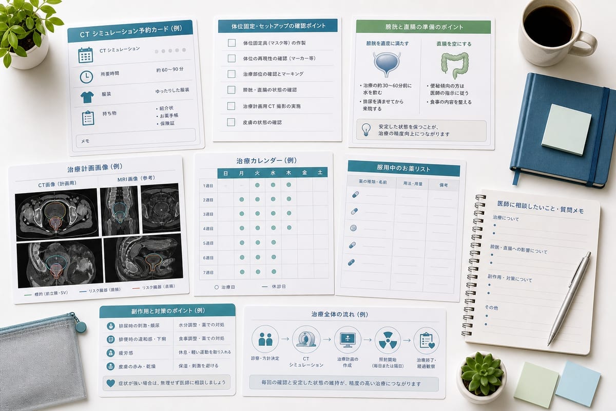 前立腺がん放射線治療前のCT計画や通院準備を整理した資料