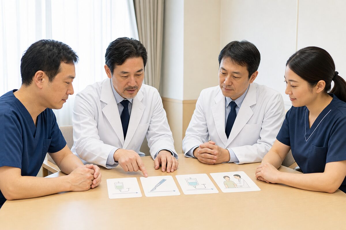 直腸がんの抗がん剤治療を検討する医療チーム