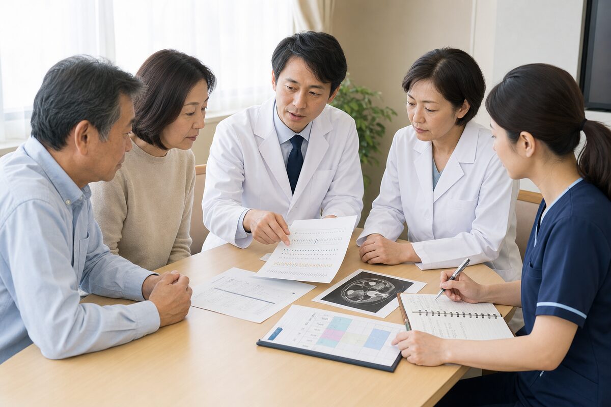 直腸がんの抗がん剤治療と副作用を相談する患者家族