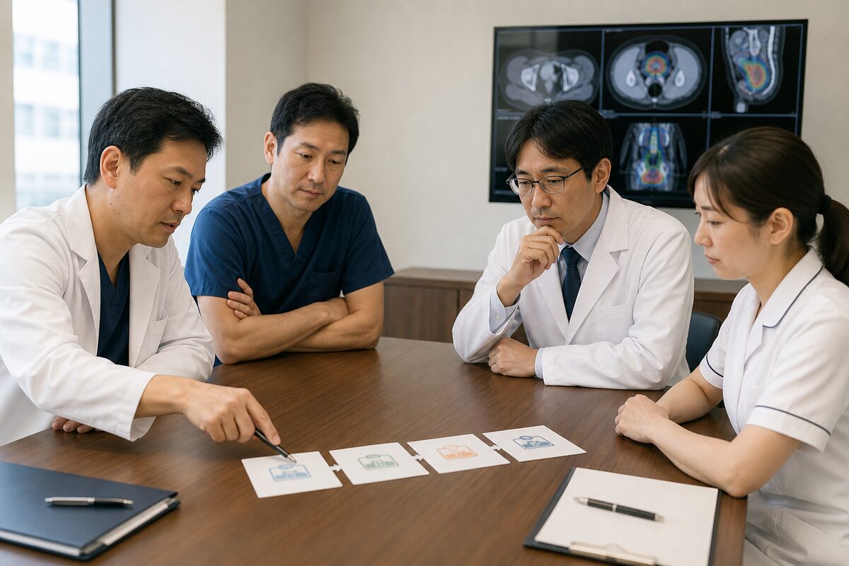 直腸がんの放射線治療を検討する医療チーム