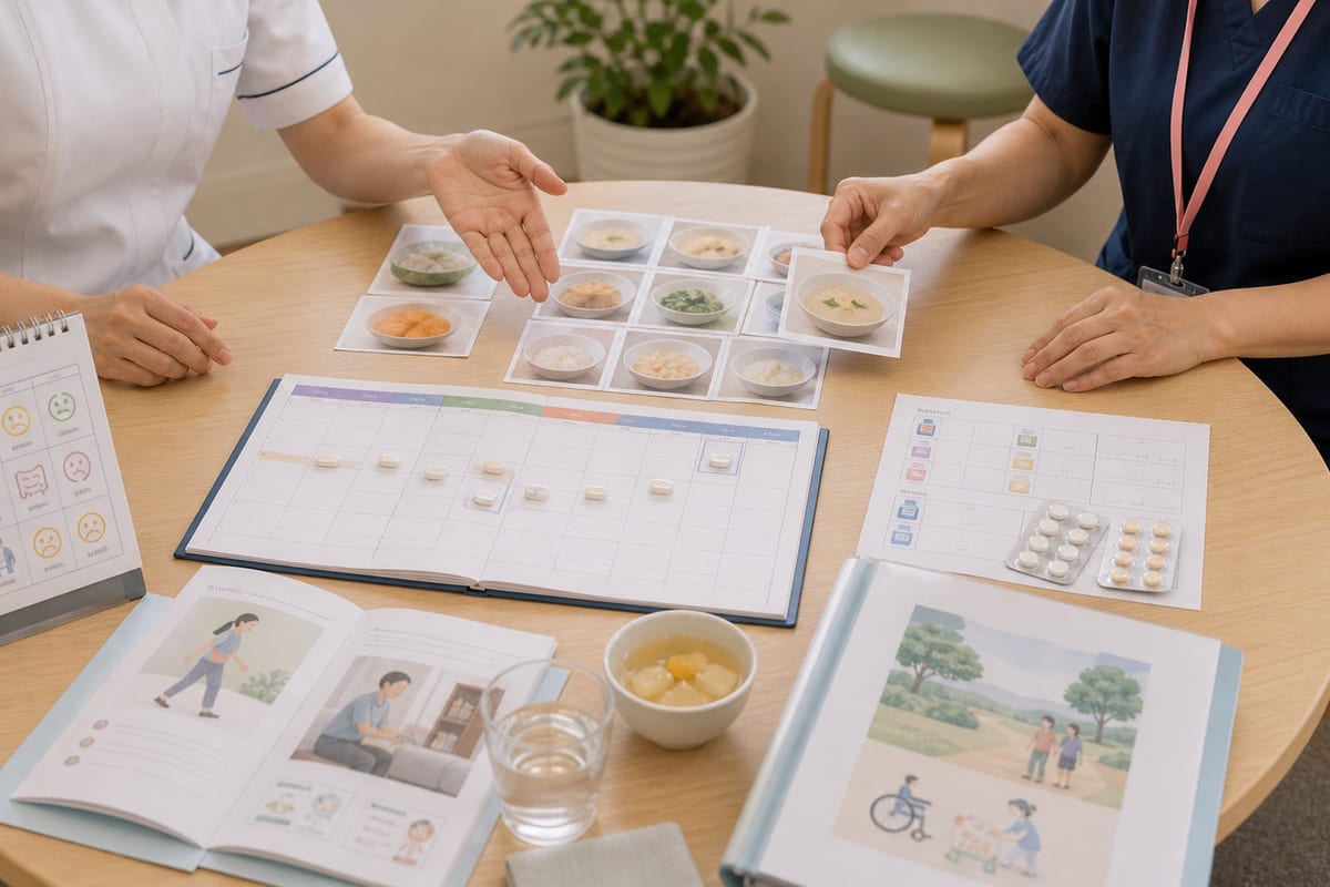 膀胱がんの腹膜播種の治療方針を医療者と相談する画像