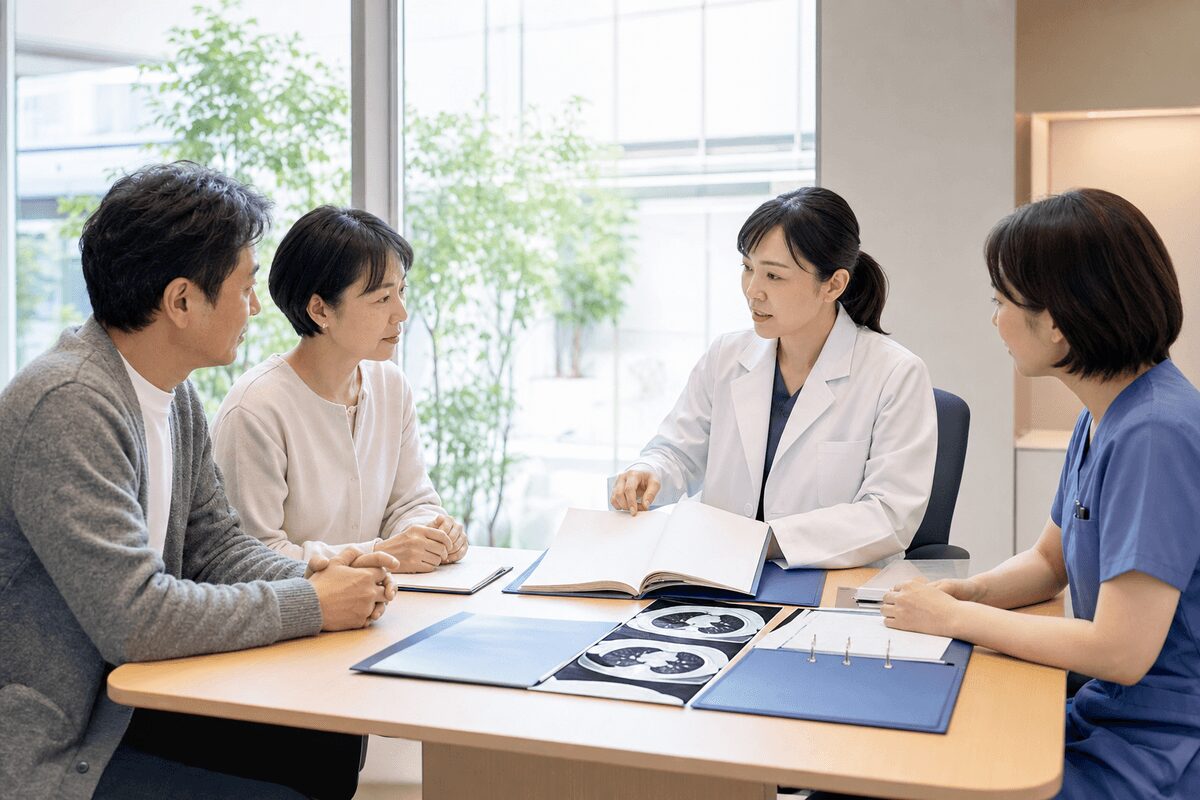 肺がんの肝転移に関する質問を準備して医師へ相談する患者