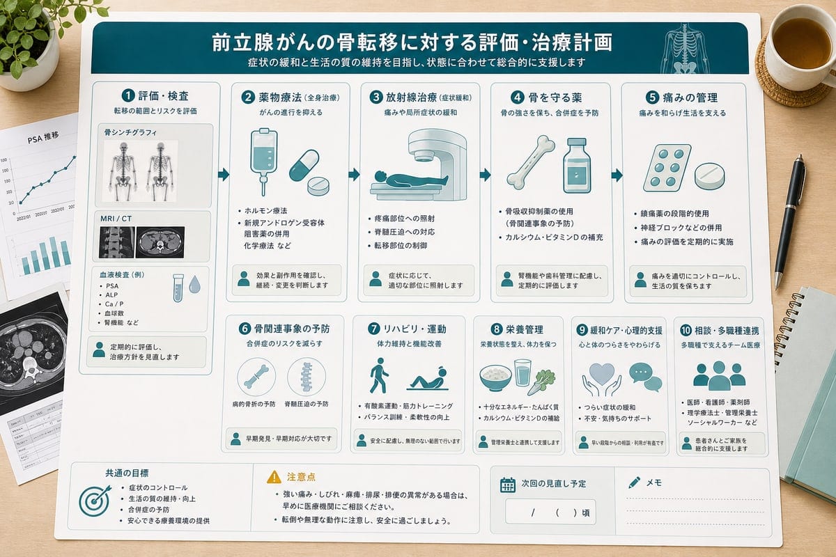 前立腺がん骨転移の骨シンチやMRIや薬物療法や放射線治療を整理した治療計画