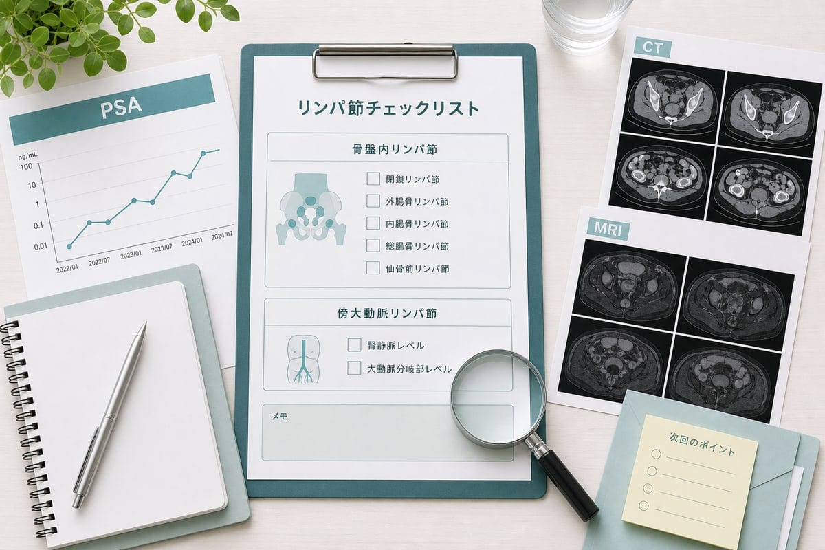 前立腺がんのリンパ節転移をCTやMRIやPSAで確認するチェックリスト
