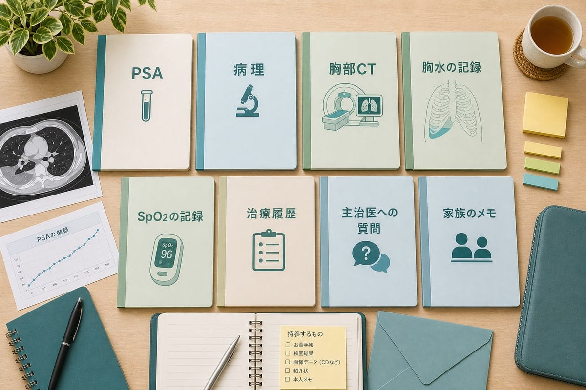 前立腺がん胸水の相談前にPSAや胸部CTやSpO2記録や治療歴を整理する資料