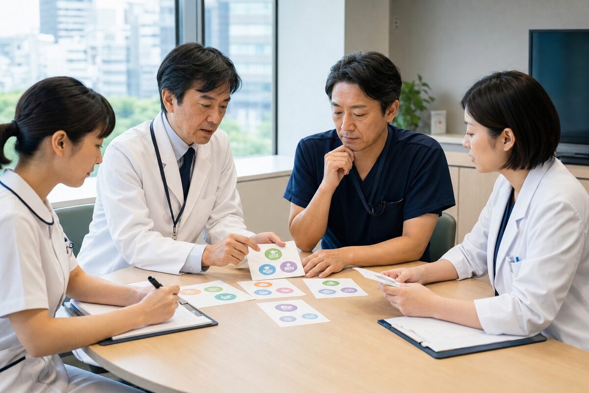 薬物療法や腹水穿刺、利尿薬、栄養支援を検討する多職種チーム