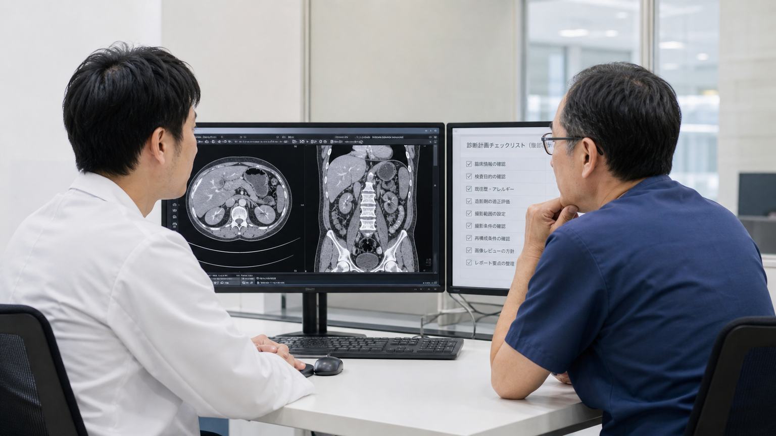 胃がんの腹膜播種を造影CTと審査腹腔鏡の計画から評価する医師