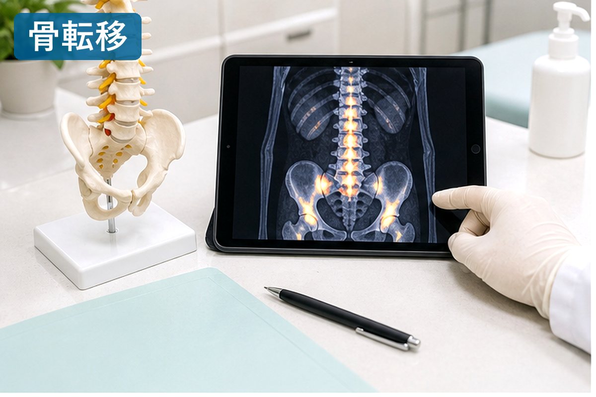 甲状腺がんの骨転移を確認する明るい医療資料