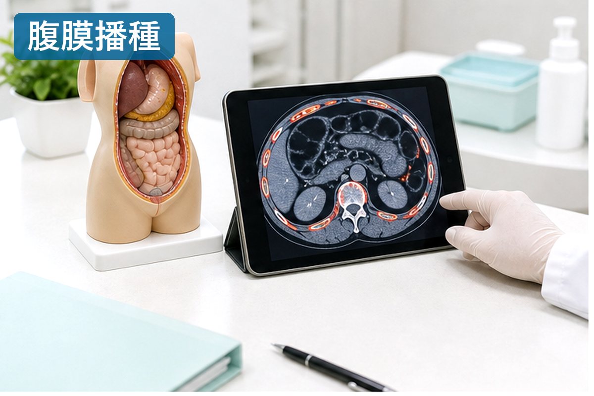 甲状腺がんの腹膜播種を確認する明るい医療資料