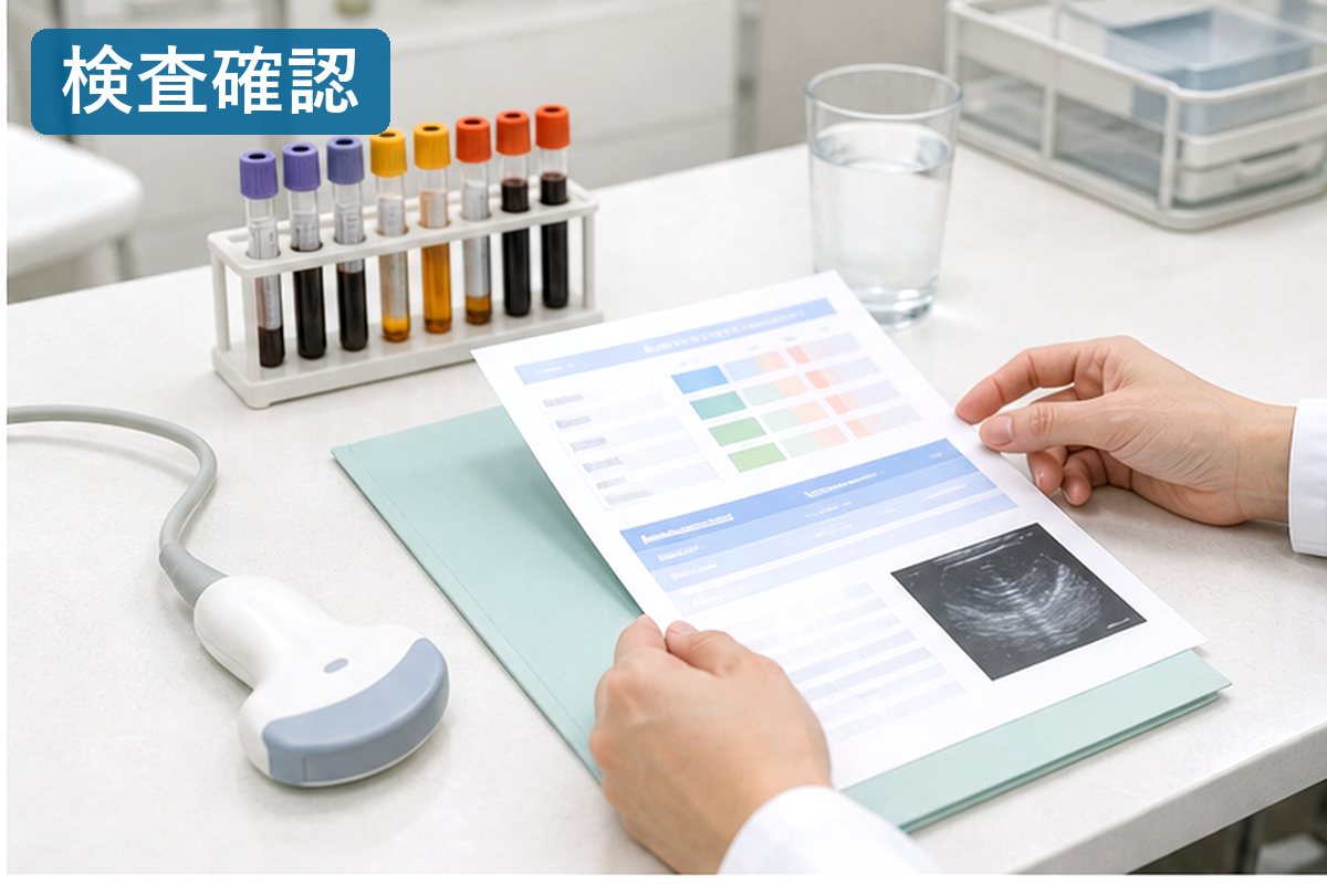甲状腺がん腹膜播種の検査結果を整理する明るい資料