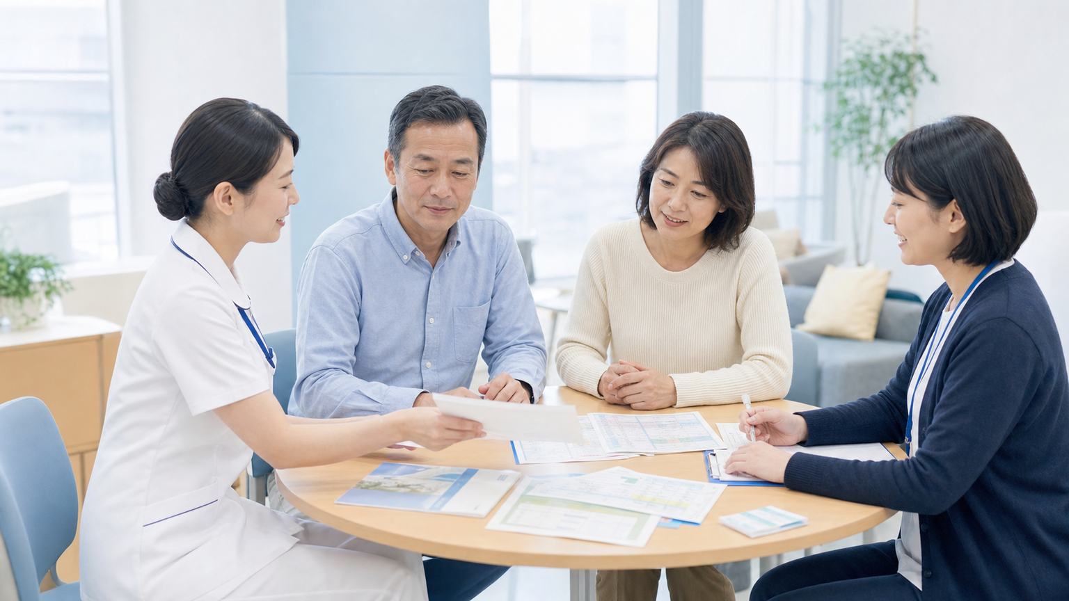 胃がんステージ4の治療と生活支援について患者と家族が相談する場面