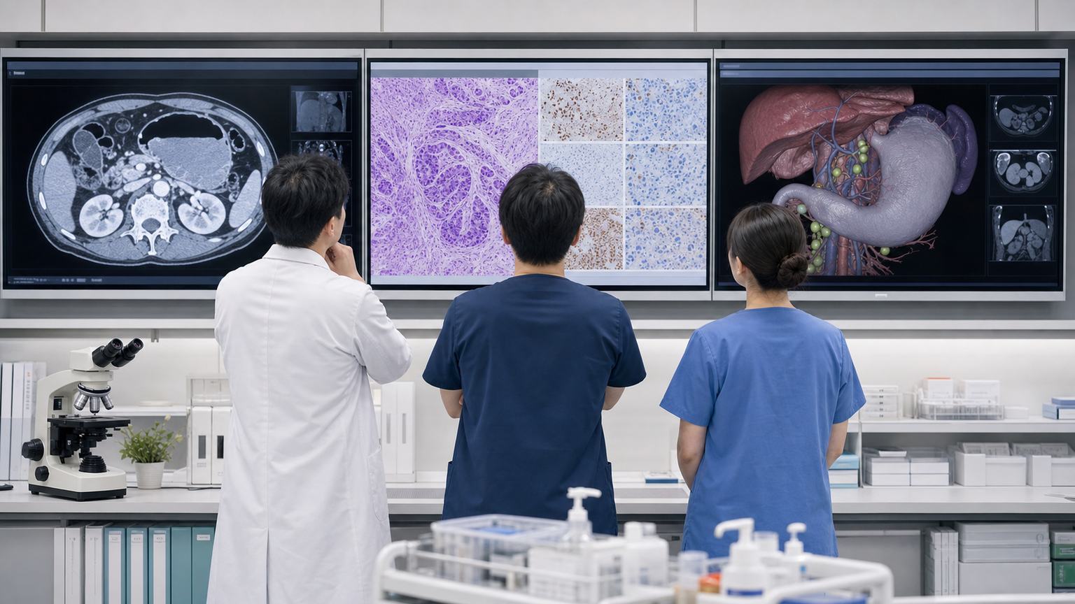 胃がんの見通しをステージ、がんの性質、体の状態、治療反応から検討する図解