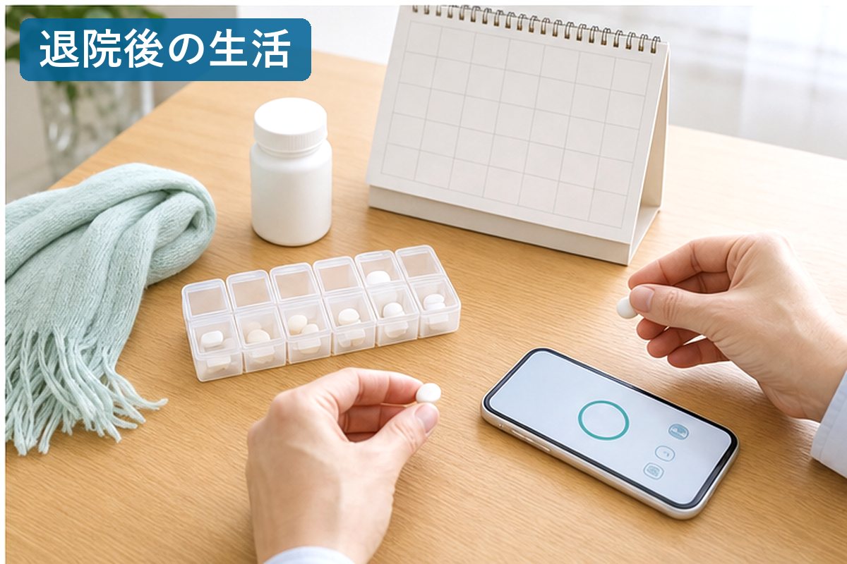 甲状腺がん手術の相談準備をする患者と医療資料