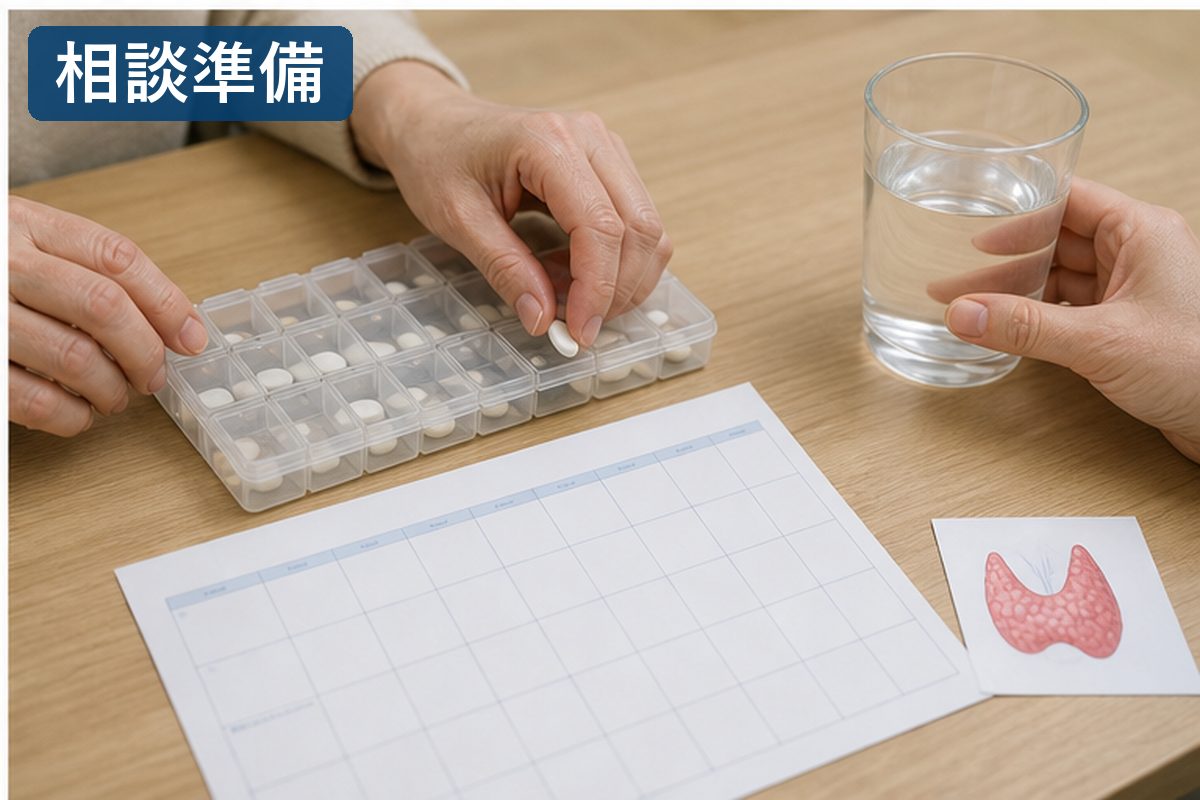 甲状腺がんの抗がん剤治療について相談する患者と家族