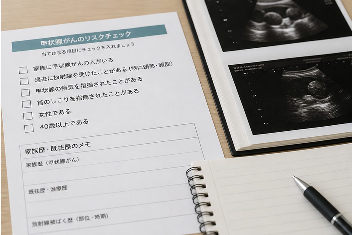 甲状腺がんの家族歴や放射線歴などを確認するチェックリスト