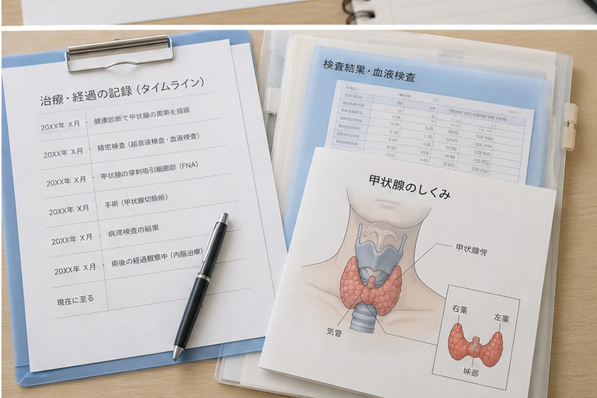甲状腺がんの原因や治療歴を相談前に整理する資料