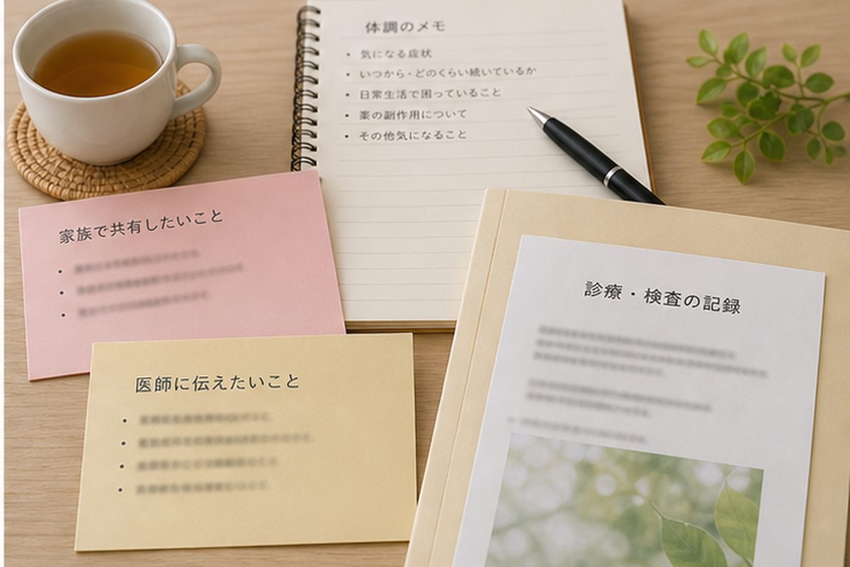 甲状腺がんの相談内容を整理する問診メモと検査資料