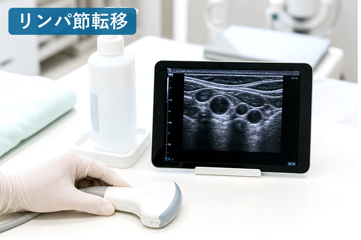 甲状腺がんのリンパ節転移を確認する明るい医療資料